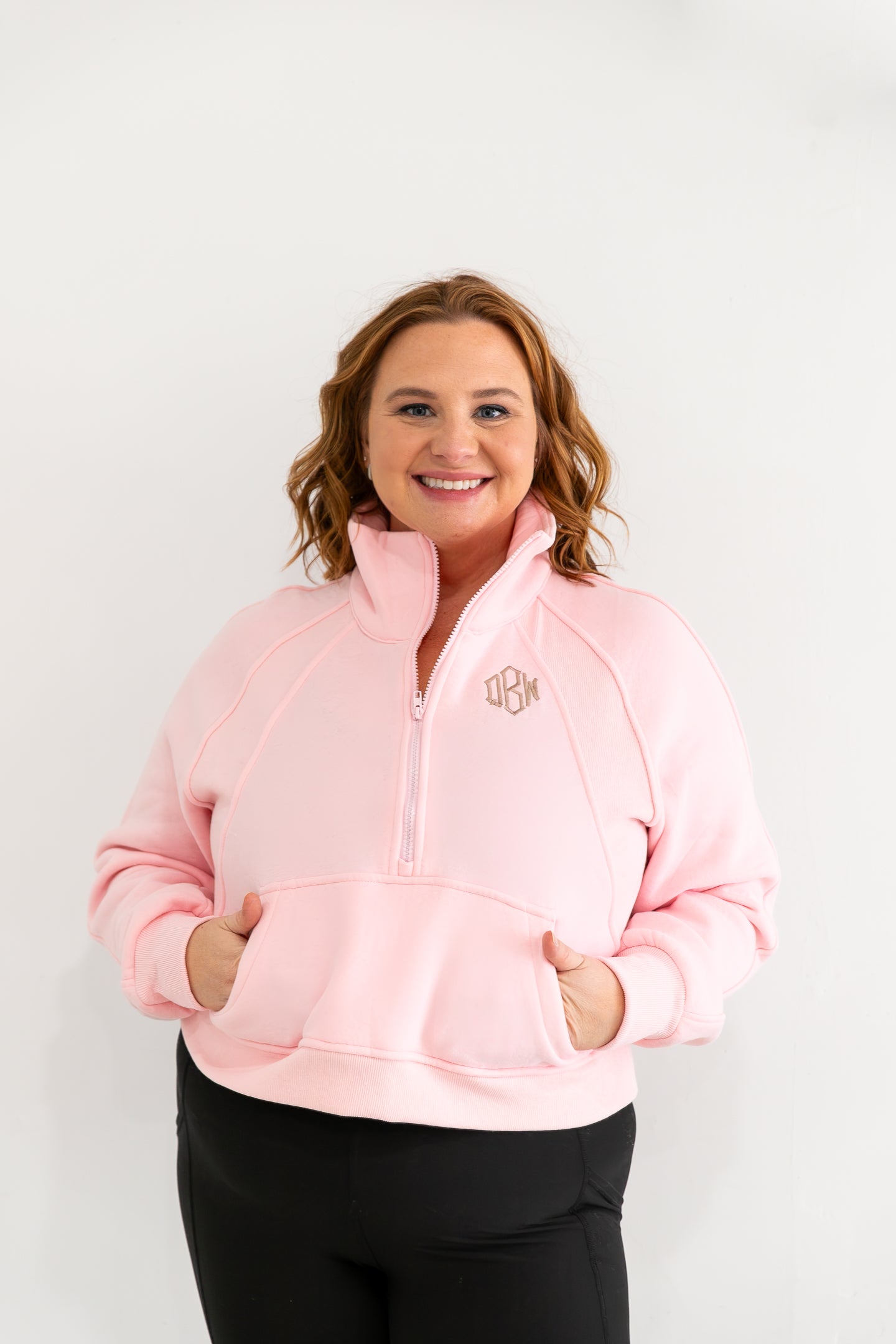 Monogrammed Funnel Neck Half Zip (Lulu Dupe)